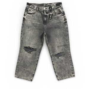 Express NWT Straight Ankle High Rise Jeans 12S Black Wash Distressed